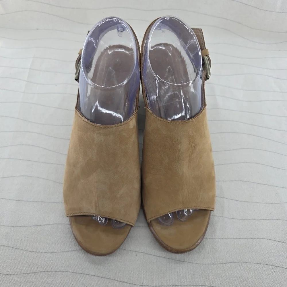 Sorel Womens Nadia Slingback Tan Leather Sandals Heels Shoes NL3241-224 Size 8
